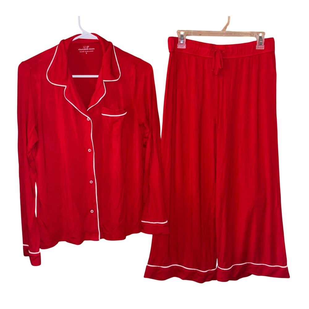 Vineyard Vines women’s modal/spandex red white two-piece pajama set (small)